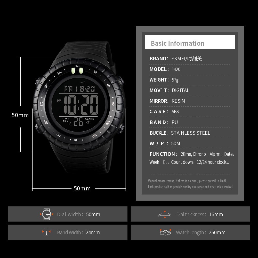SKMEI 1420 Đồng Hồ Thể Thao Chống Nước 50M Có Đồng Hồ Đếm Ngược | BigBuy360 - bigbuy360.vn