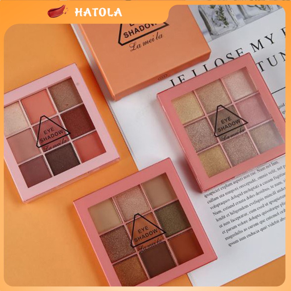 Bảng Phấn Mắt Nhũ Hộp Vuông Lameila 9 Ô Eye Shadow Bảng Màu Hottrend Siêu Lì Hatola