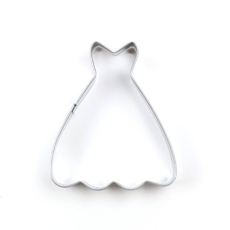 Bộ 4 cái khuôn cắt bánh quy trang trí bánh kem hình đầm cưới bằng thép không gỉ