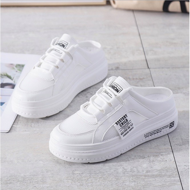 Giày thể thao hở gót da cao cấp siêu mềm màu trắng ,kem ,hồng | BigBuy360 - bigbuy360.vn