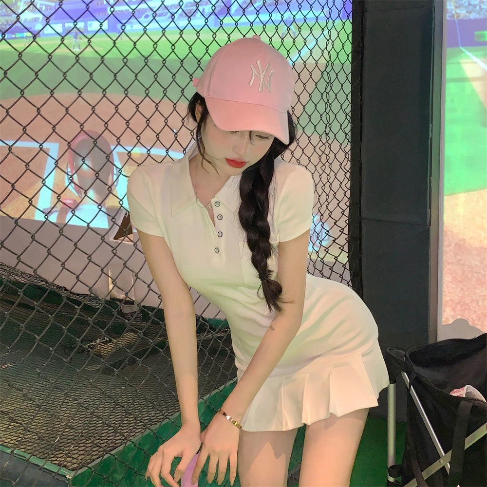 COZOK Đầm Tay Ngắn Cổ Bẻ Dáng Ôm Thời Trang Xinh Xắn Cho Nữ