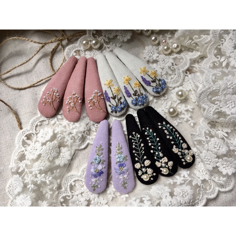 Kẹp tóc giọt nước thêu tay VanKhuong boutique