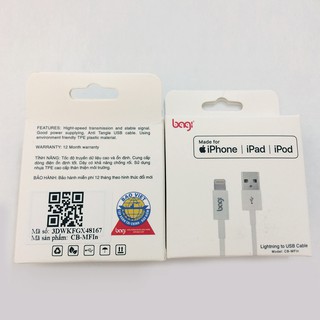 DÂY CÁP SẠC LIGHTNING BAGI CHUẨN MFI MỚI 2018.