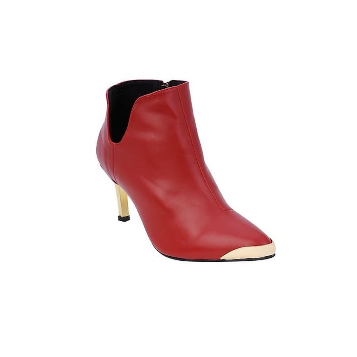 Giày boots nữ cổ ngắn 7p hàng hiệu rosata hai màu đen đỏ thời trang ro37 | BigBuy360 - bigbuy360.vn