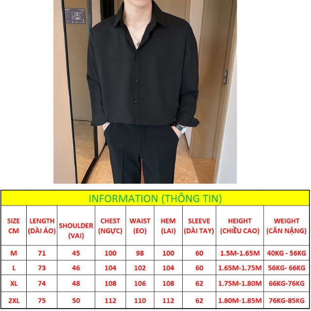 Áo sơ mi form rộng tay dài đi học đi làm đi chơi unisex nam nữ nhiều màu vải lụa mềm mịn ít nhăn SMRTD từ 40-85kg