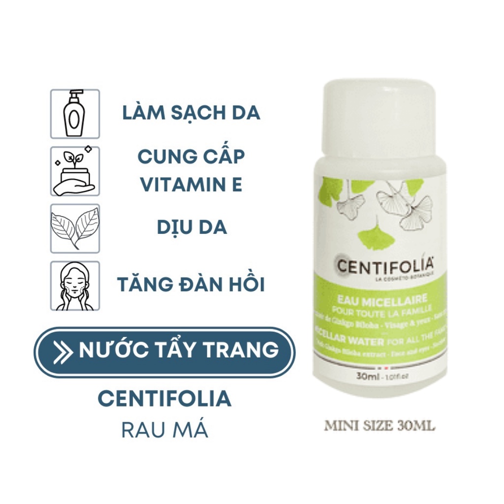 Nước Tẩy Trang rau má Centifolia Eau Micellaire Water minisize 30ml - Tẩy trang Rau má Centifolia mini