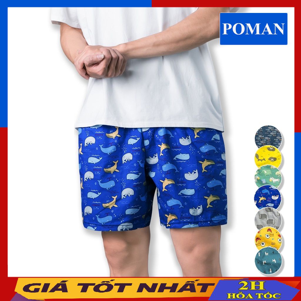 Quần đùi nam đi biển in hình, quần short nam họa tiết cao cấp QD04 - POMAN
