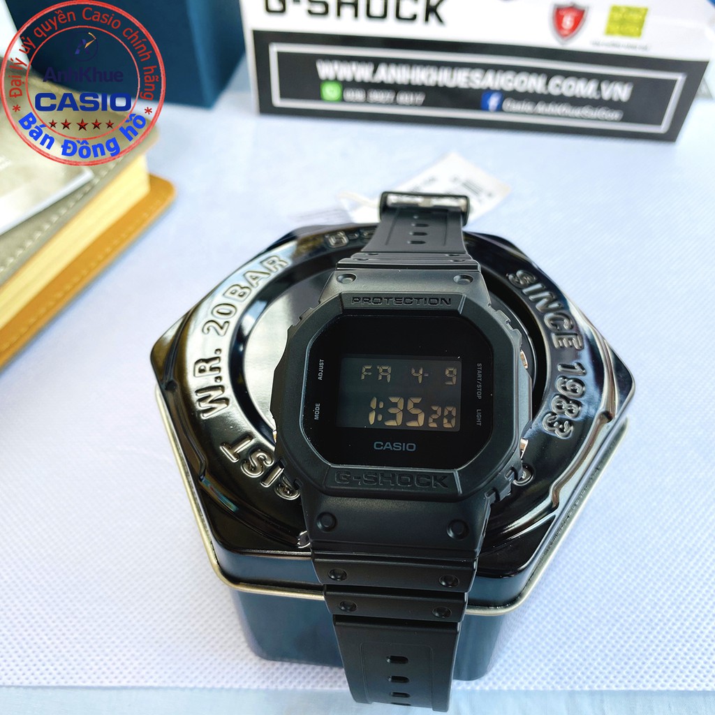 Đồng hồ nam G-SHOCK chính hãng Casio Anh Khuê DW-5600BB-1DR bền - dây đeo bằng nhựa