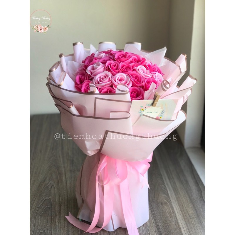 BÓ HOA HỒNG SÁP DÁNG TRÒN TONE MÀU HỒNG, TÍM, ĐỎ...