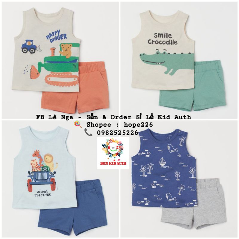 Set bộ cộc ba lỗ HM UK/US chính hãng sz 4-6m đến 3-4y