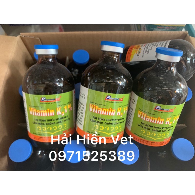 100ml Vitamin K 1% - bổ sung vitamin k cho gà, chó, mèo, heo, trâu, bò, dê, cừu