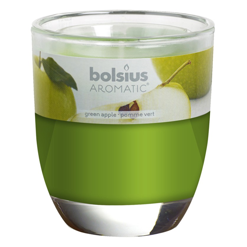 Nến thơm tinh dầu Bolsius Green Apple 105g - Sáp thơm phòng, khử mùi, trang trí, nến thơm cao cấp