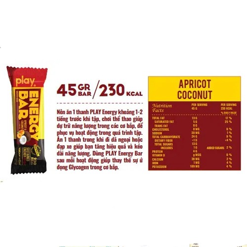 PLAY ENERGY BAR - BÁNH CUNG CẤP NĂNG LƯỢNG CHO HOẠT ĐỌNG THỂ THAO (1 BÁNH)