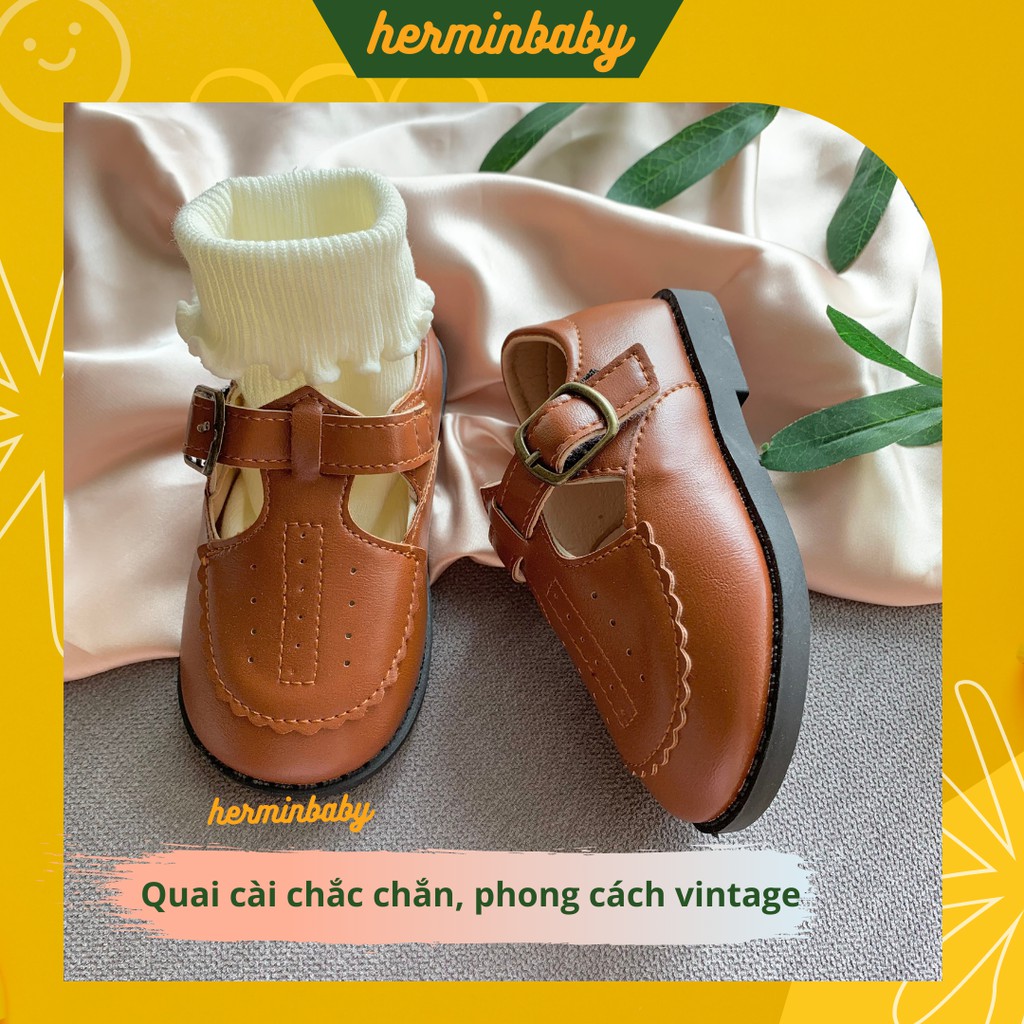 Giày bé gái phong cách Hàn Quốc - giày búp bê vintage cho bé da cực mềm và êm chân (size 21-30)