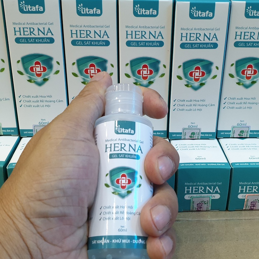 [THƠM - SẠCH -MỊN] Gel Sát Khuẩn Dưỡng Da Tay thảo dược Herna 60ml (Thơm, Không rít, Nhỏ gọn, tiện lợi) | BigBuy360 - bigbuy360.vn