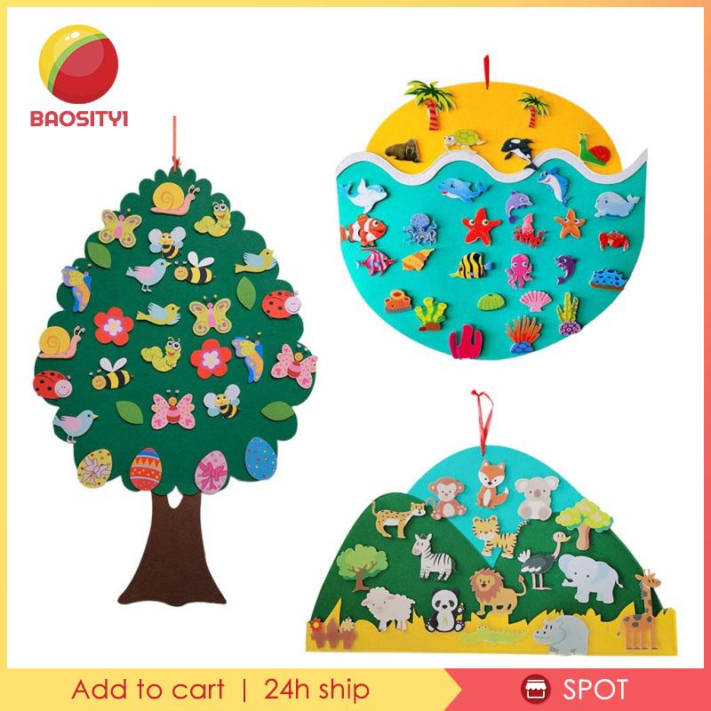 [Baosity1] Bảng Nỉ Có Móc Treo Gắn Tường Hoạt Động Cho Bé Trai Bé Gái Montessori