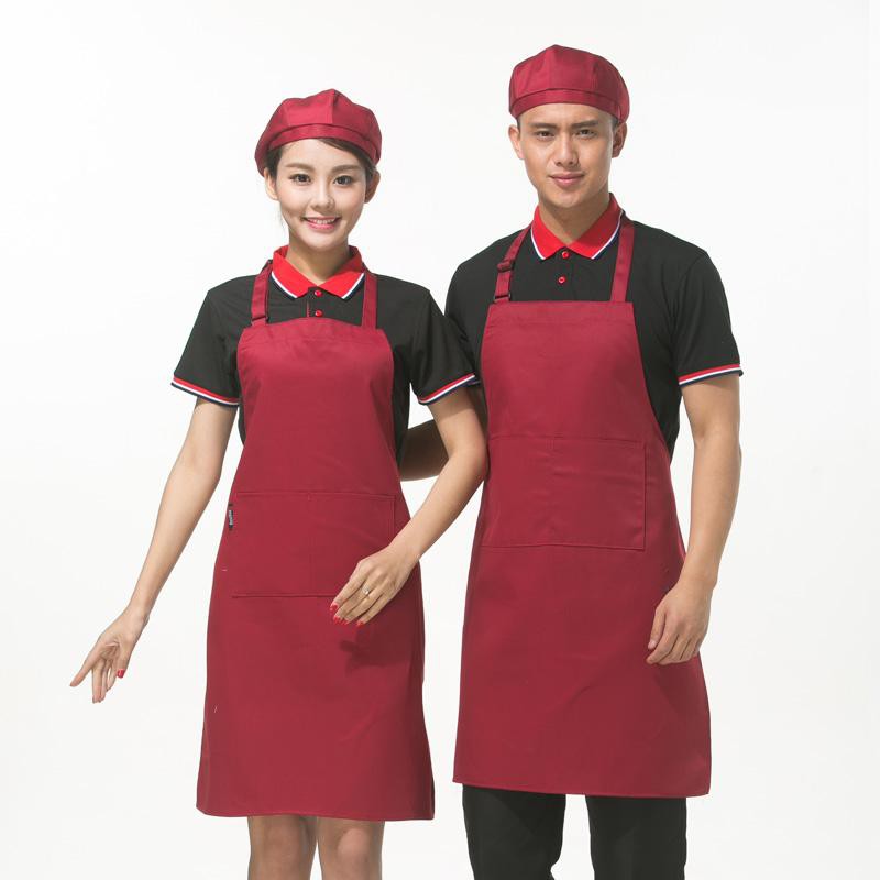 Tạp dề trơn cao cấp màu đỏ đô
