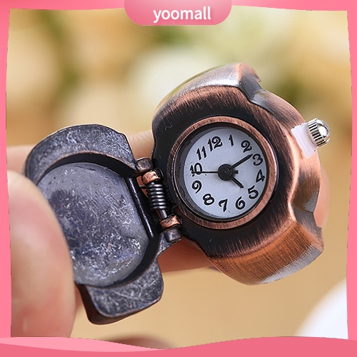 Nhẫn hình đồng hồ kiểu đầu lâu cá tính phong cách vintage dành cho nam