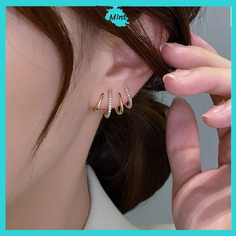 Bông Tai ❤️KHÔNG GÂY DỊ ỨNG❤️ Khuyên Tai Hình Răng Cưa Đính Đá Sang Chảnh Phong Cách Hàn Quốc