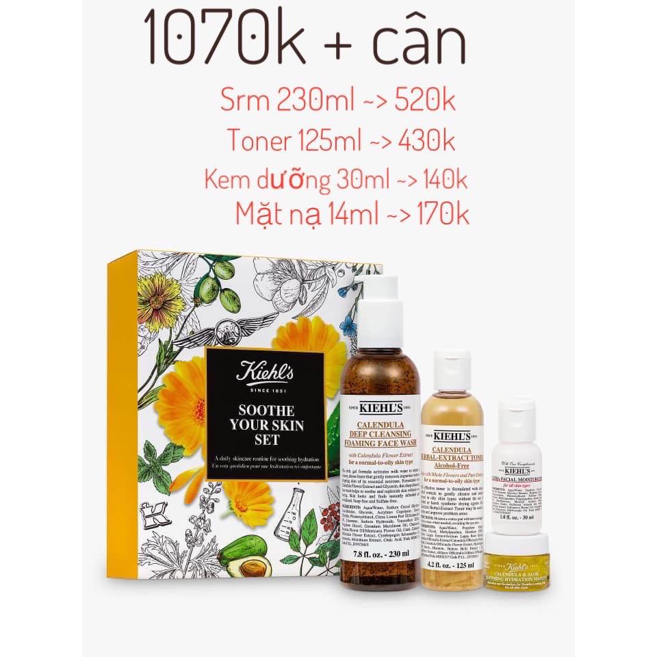 (Date mới- Bill đầy đủ) Set dưỡng da Kiehls Smoothe Your Skin