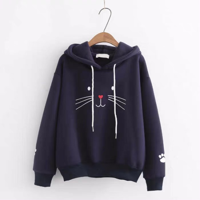 ÁO HOODIE NÓN NỮ (MẶT MÈO ) FREESIZE 1 CỠ FORM DÁNG RỘNG DƯỚI 65KG MẶC VỪA K21 | BigBuy360 - bigbuy360.vn