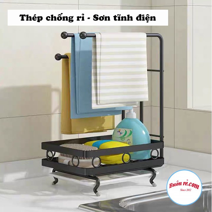 Kệ nhà bếp để nước rửa chén, khăn lau bát đĩa tiện lợi Phú Khang– Giá treo đồ nhà tắm dán tường có khay hứng nước