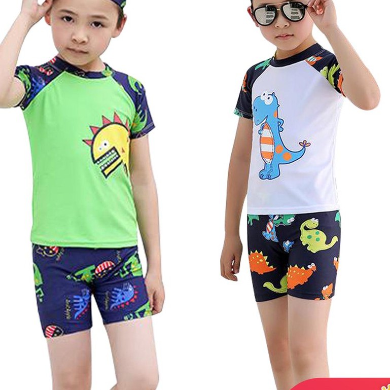 Bộ quần áo bơi ngắn tay cho bé 3-9 tuổi, đồ bơi trẻ em mẫu khủng long mới