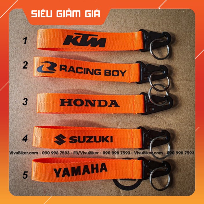 KHO SG-  Móc khóa xe máy vải dây logo xe, biker nhiều mẫu lựa chọn như: Honda, Yamaha, KTM, Suzuki, Racing Boy