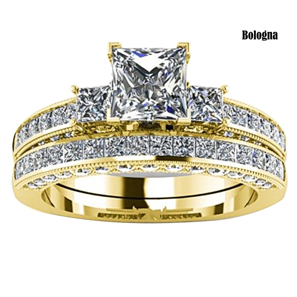 Bộ 2 Nhẫn Đính Hôn Đính Đá Cho Nữ