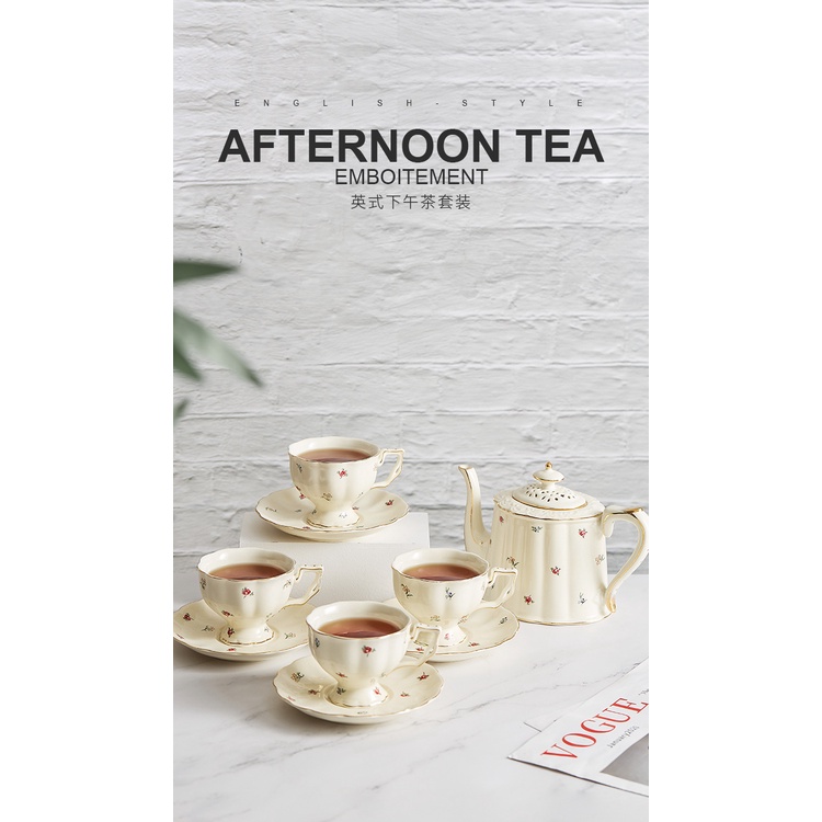 Bộ Tách Trà Bằng Gốm Sứ Phong Cách retro Châu Âu