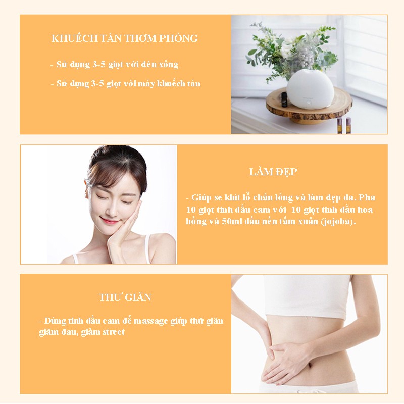 Tinh dầu Bergamot Cam Ngọt, Hoa cam 100 % nguyên chất thiên nhiên