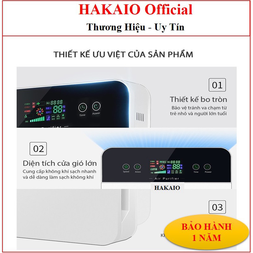 Máy Lọc Không Khí HAKAIO✅[Chính Hãng] Làm Sạch Không Khí HEPA, Diệt Khuẩn UV, Lọc Bụi Mịn PM2.5 Khử Pormaldehyd-GML-86A