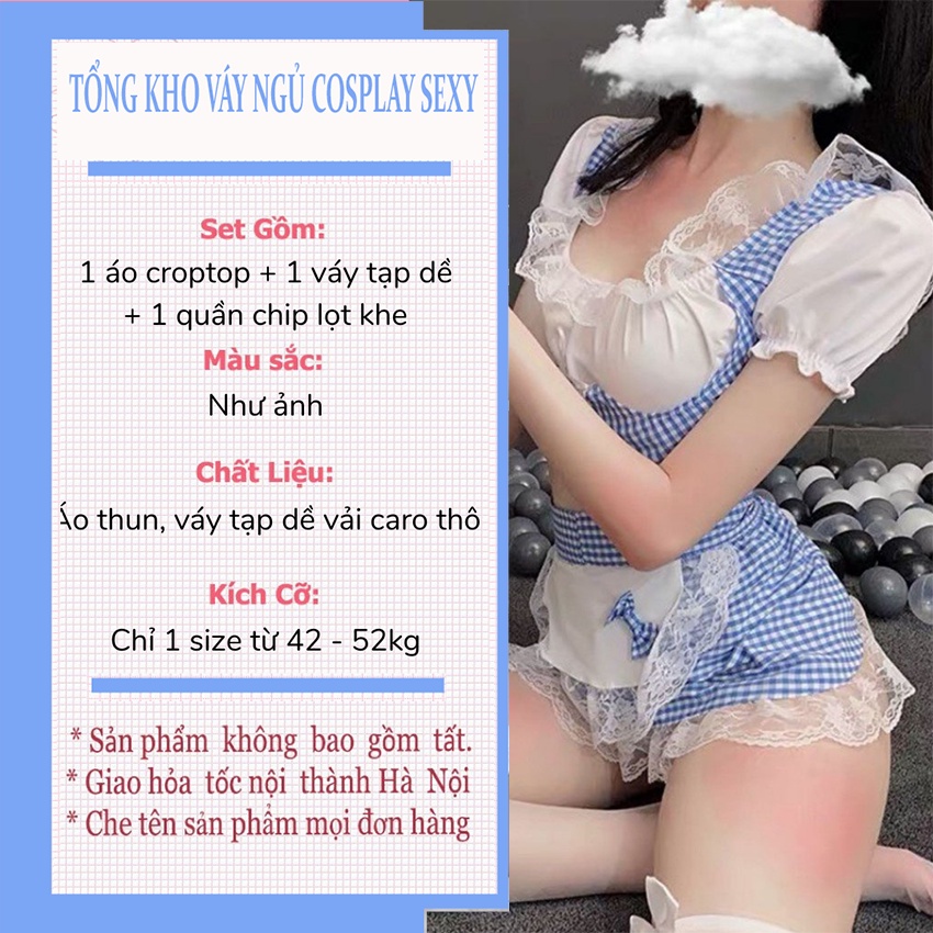 Bộ Đồ Ngủ Cosplay Sexy Nàng Lọ Lem Chăm Chỉ, Váy Ngủ Cosplay Hầu Gái Đủ Phụ Kiện Mã HGx001 iVYSHOP | BigBuy360 - bigbuy360.vn