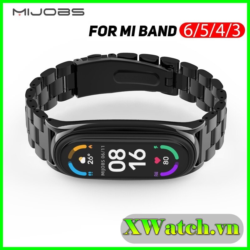 Dây đeo kim loại mắt to GT Xioami Mi band 5 Miband 6 chính hãng Mijobs