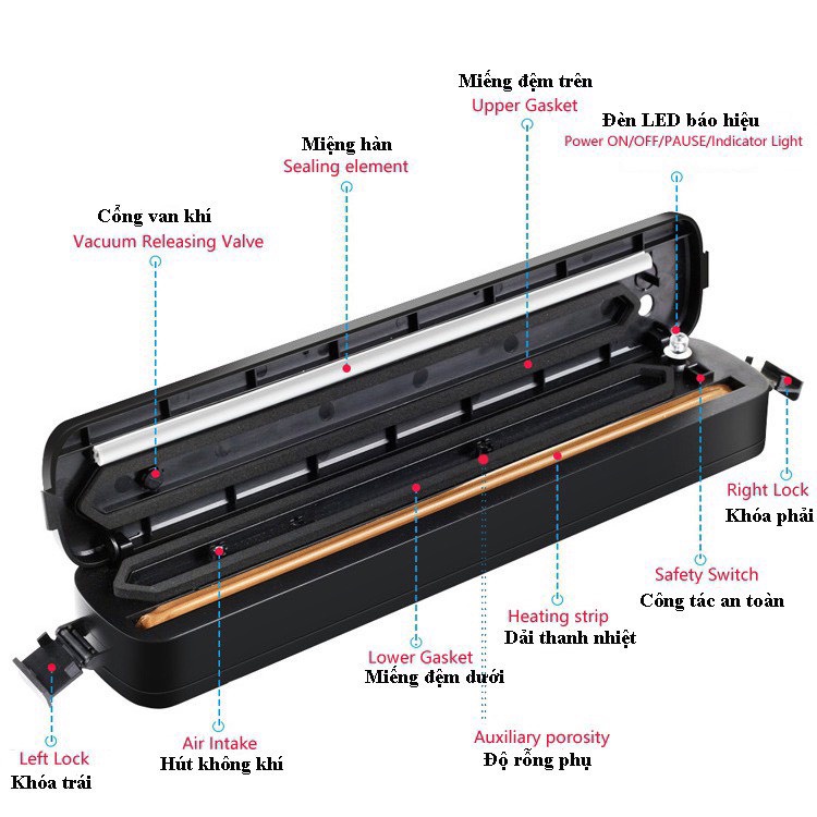 Máy hút chân không mini thực phẩm gia đình Vacuum Sealer - Size X