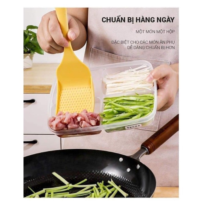 Hộp nhựa chia ngăn - Hộp đựng đồ thực phẩm chia 4 ngăn siêu hợp lý