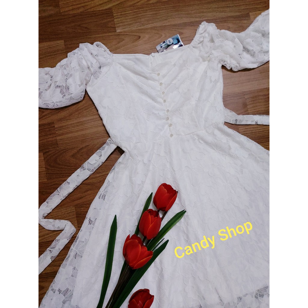Đầm xoè ren công chúa dự tiệc kèm dây thắt eo + Ảnh thật | BigBuy360 - bigbuy360.vn