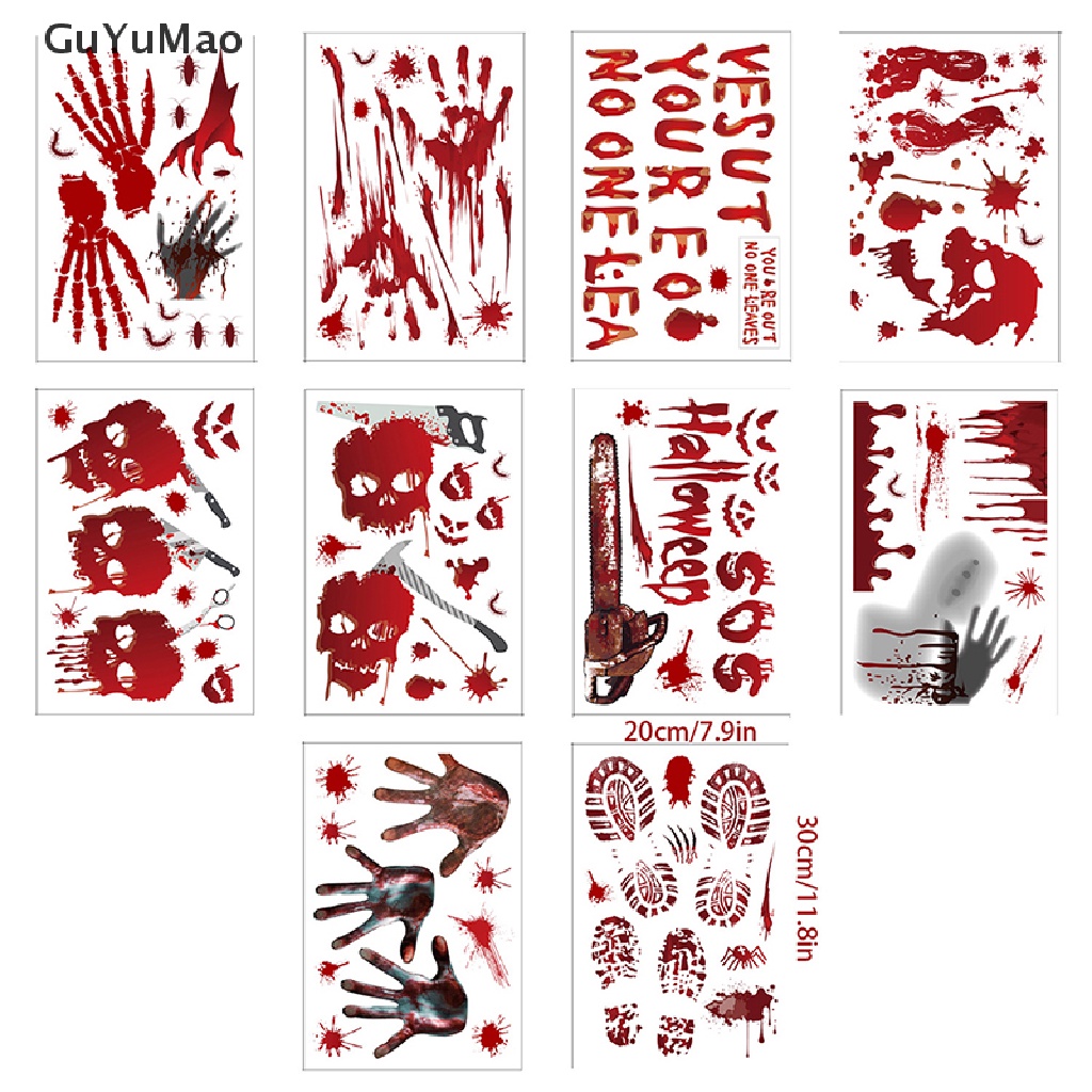 [cxGUYU] Nhãn Dán Cửa Kính Phòng Tắm In Hình Bàn Tay Máu Kinh Dị Trang Trí Halloween PRTA