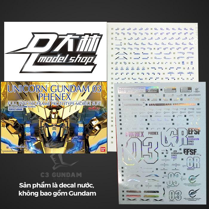 PHỤ KIỆN DECAL NƯỚC DALIN D.L MODEL PG PHENEX MÔ HÌNH LẮP RÁP GUNDAM