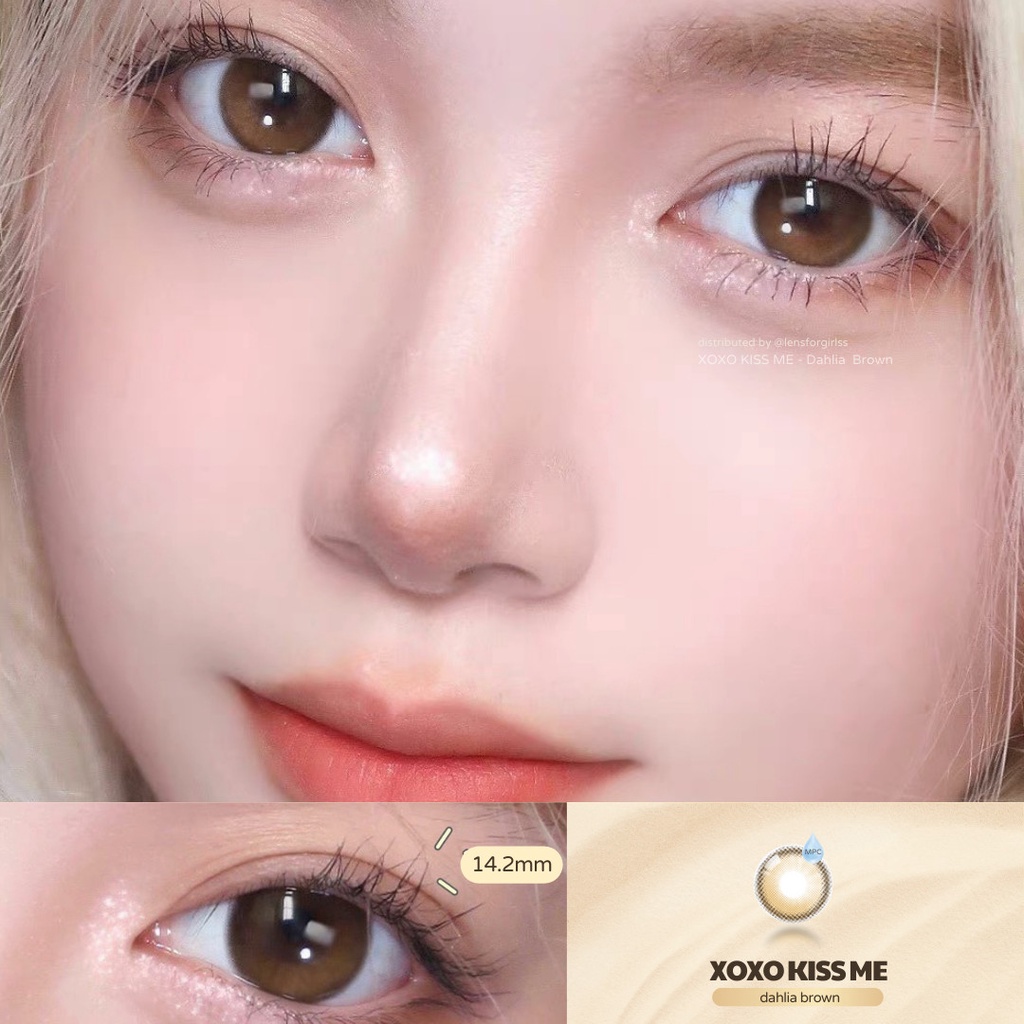 Kính áp tròng nâu phủ bóng tự nhiên DAHLIA BROWN MPC dành cho mắt nhạy cảm chính hãng Olola | Lens cận