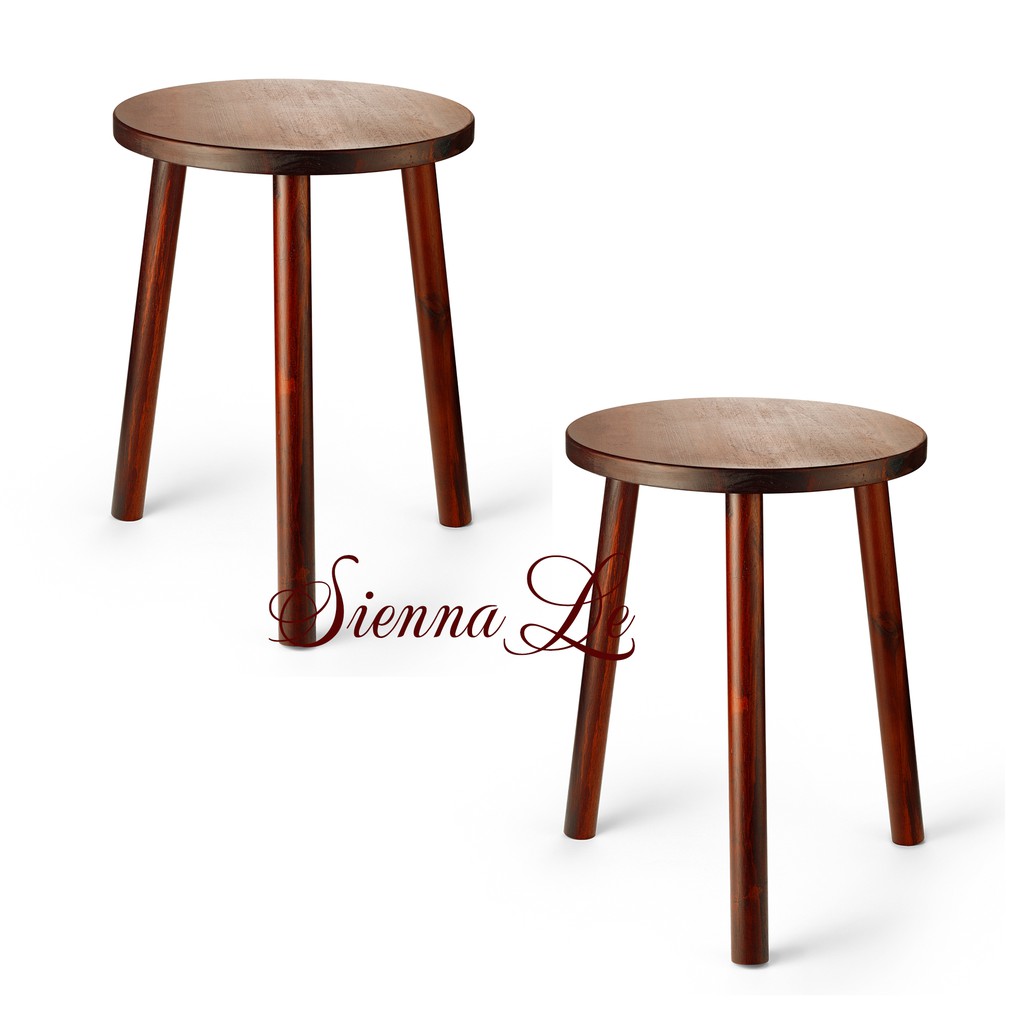 Sienna Le (Bộ 2) Kệ Giá Tròn Nhỏ Đỡ Chậu Hoa Đôn Gỗ - Phong Cách Mid-Century - Bàn Trà Bàn Coffee 40x30cm