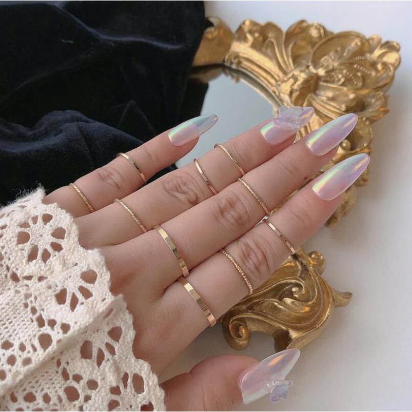Bingo Conjunto Anel De Dedo De Metal Simples Punk  Acessórios Anel feminino com arruela  YR