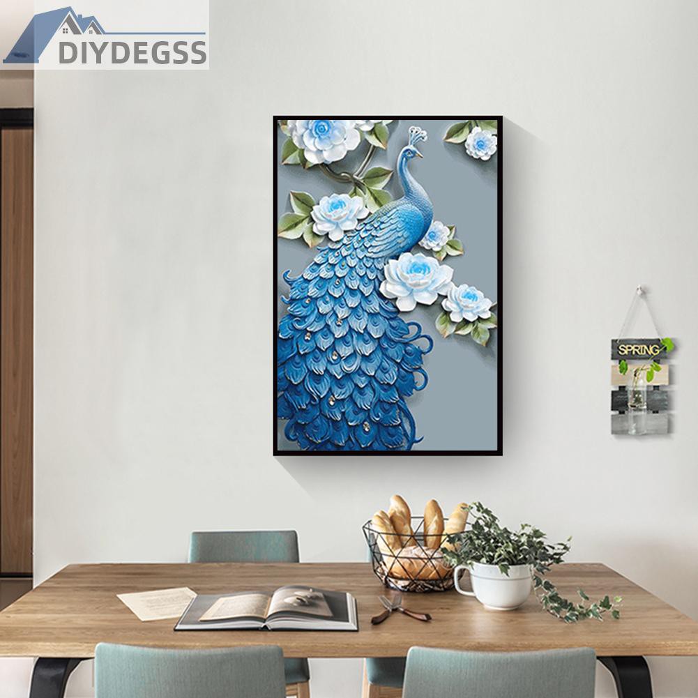 Bộ Tranh Đính Đá 5d Hình Chim Khổng Tước DIY Tự Hoàn Thiện Tại Nhà