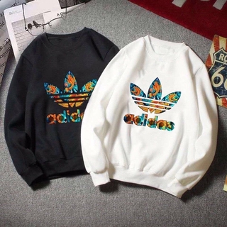Áo Nỉ Tay Dài In Chữ Adidas Trẻ Trung Cho Cặp Đôi