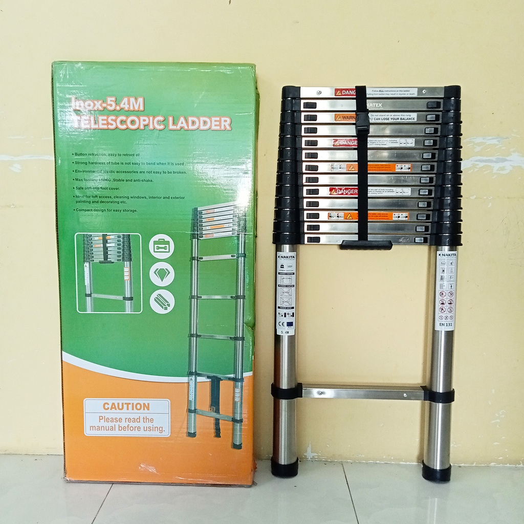 Thang rút đơn INOX chính hãng NAKITA NEW 2022  đai nhựa thiết kế mới, bảo hành 2 năm