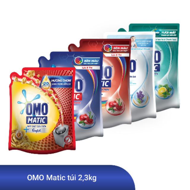 Bộ 2 túi omo Matic 2,3kg bất kỳ.