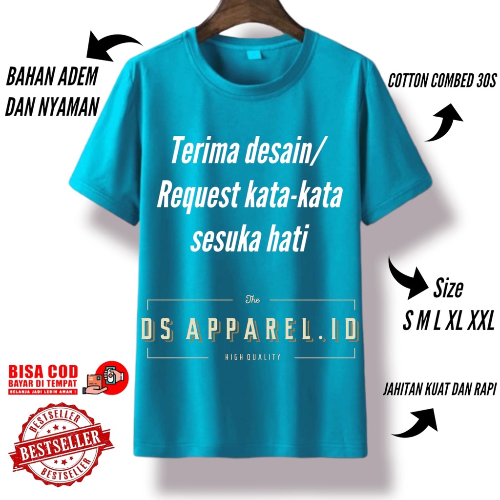 (Mới Nhất) Áo Thun Nam / Nữ In Chữ DISTRO Blue Turkiska Màu Xanh Thổ Nhĩ Kỳ Thiết Kế Own Or REQUEST Word To Heart Words To Turkiska Blue Turkiska Can Be Question Be Word To Heart