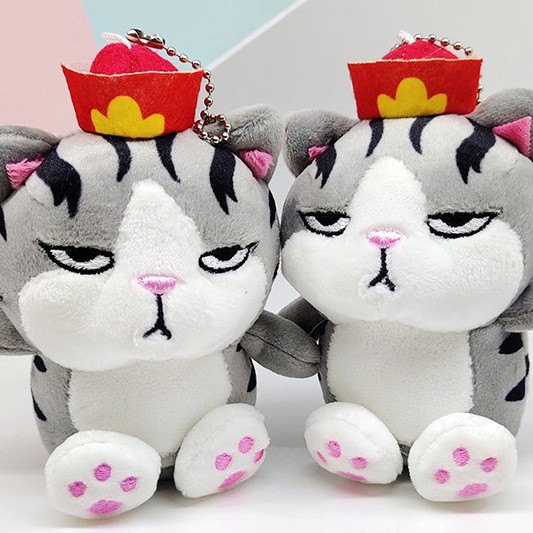 Móc khoá Thú Nhồi Bông Chó Pug và Mèo hoàng thượng thích hợp treo túi xách, cặp, móc khoá xe máy, chìa khoá cửa nhà