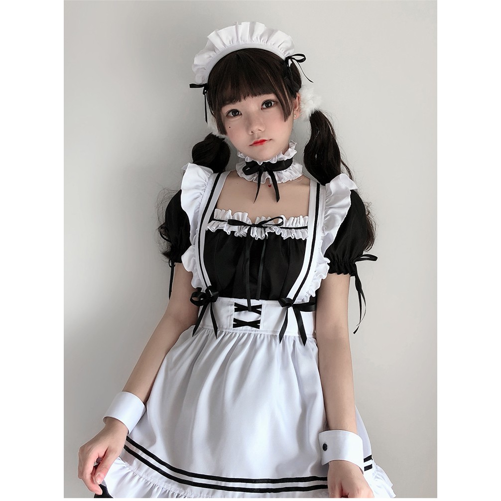 Trang phục cosplay Maid M024/ hóa trang hầu gái/ halloween/ lễ hội trắng hồng đỏ dễ thương dày dặn | BigBuy360 - bigbuy360.vn