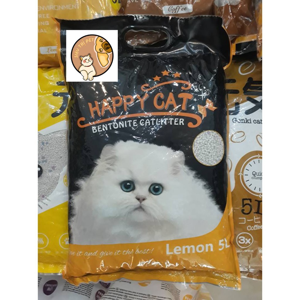 ( FREESHIP ) Cát Vệ Sinh Happy Cat Cho Mèo 5L - Mùi Chanh